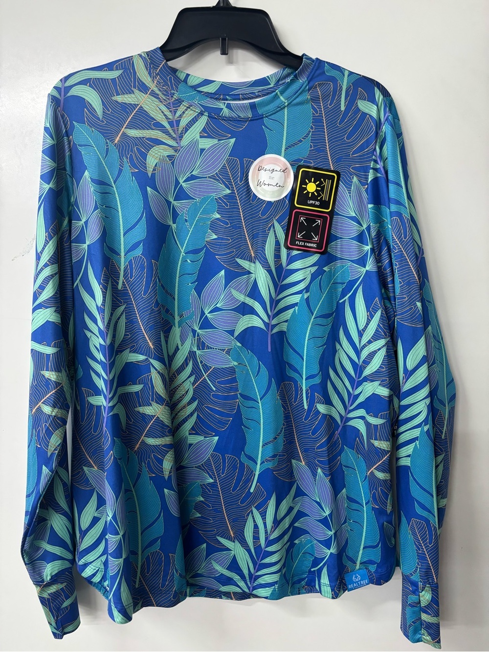 Realtree Blue Tropical Leaf Long Sleeve Shirt